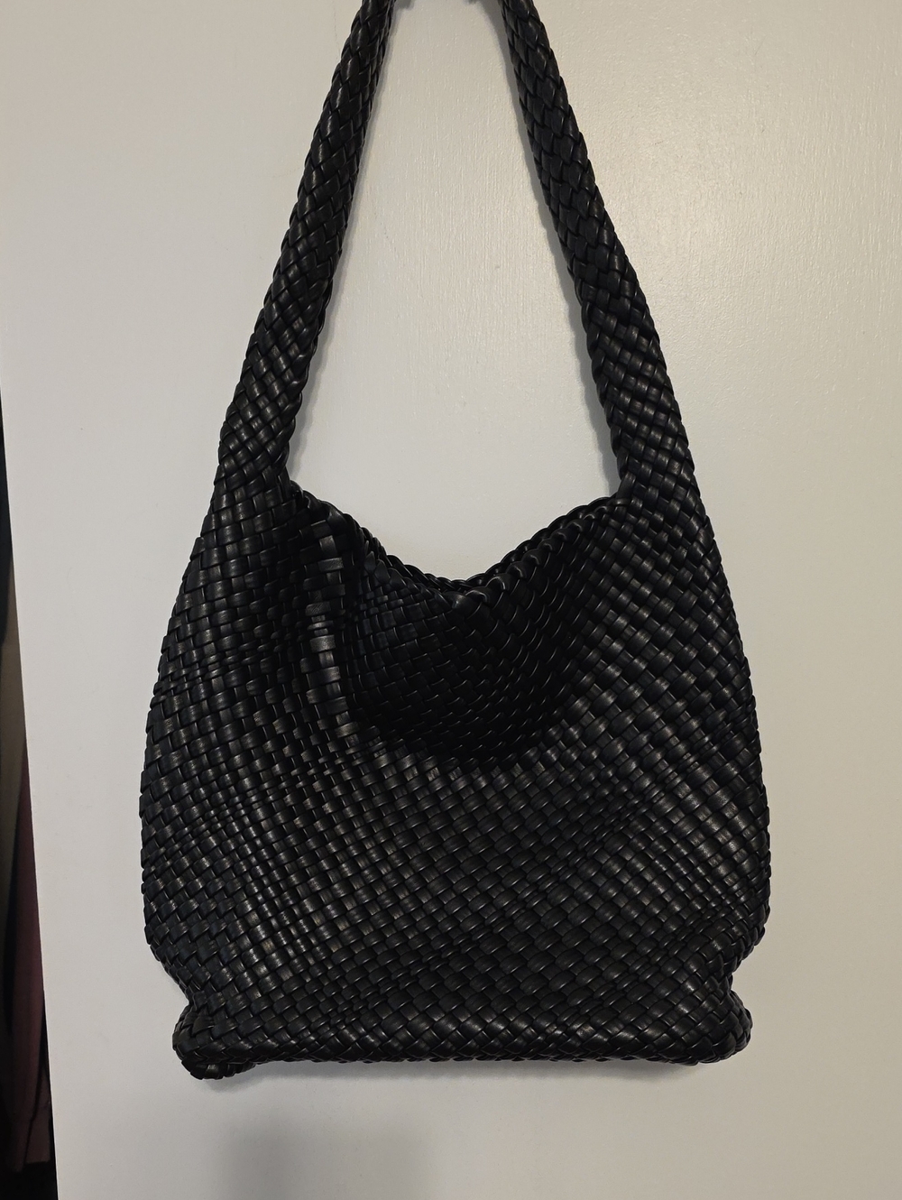 NWOT Woven Shoulder Tote Bag - Black